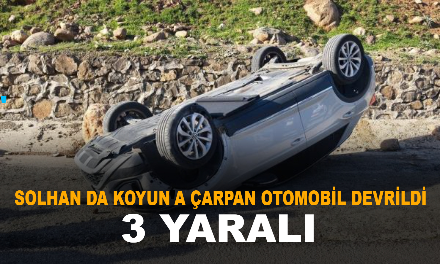 Solhan da koyuna çarpan otomobil devrildi 3 yaralı